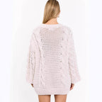 Damen Grobstrickpullover mit modischem Zopfmuster und lässigem Schnitt R&B