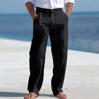 Herren lässige Hose mit hohem Bund und bequemen Taschen R&B