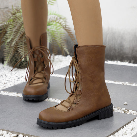 Damen Modische Schnürstiefel mit offener Gestaltung R&B
