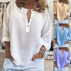 Damen Leinenbluse mit Knopfleiste und intuitivem Schnitt