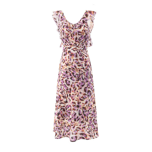 Damen Maxikleid mit elegantem Rüschensaum und floralem Muster R&B