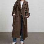 Damen eleganter und stylischer Trenchcoat mit taillierbarem Gürtel R&B