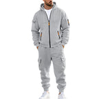 Herren nan urbanes Funktions-Cargo-Sweatset mit Kapuzenjacke, Reißverschlusstaschen und konisch zulaufender Cargo-Jogger R&B