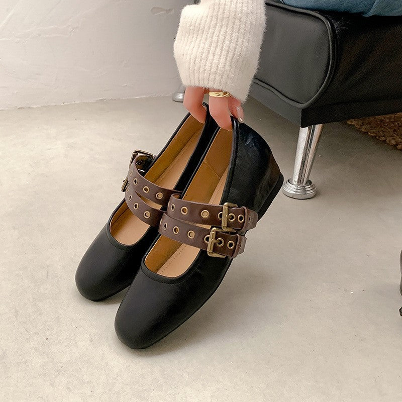 Damen elegante Mary Jane Schuhe mit modischen Schnallen R&B