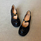 Damen elegante Ballerina-Pumps mit verstellbarem Riemchen und stabiler Absatzhöhe R&B