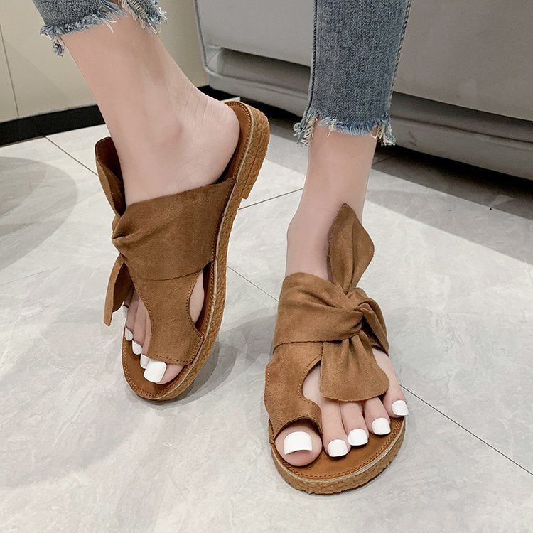 Damen Komfortable Badesandalen mit dekorativem Schleifen-Design R&B