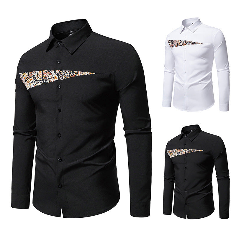 Herren Langarmhemd mit kreativem Paisley-Design R&B