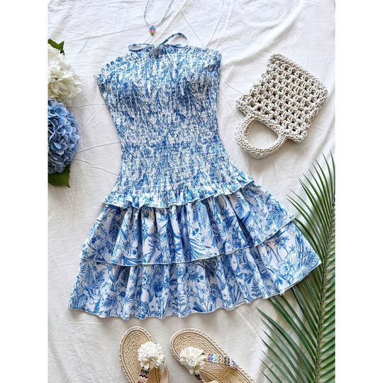 Damen Sommerkleid mit Rüschen und floralen Details R&B