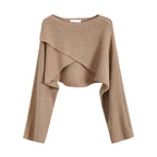 Damen lässiger Cropped-Pullover mit asymmetrischem Schnitt und strukturierter Oberfläche R&B
