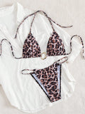 Damen Triangel-Bikini mit goldfarbenem Ring-Detail R&B