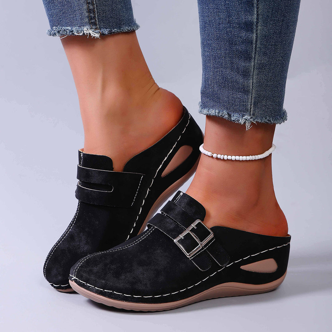 Damen Clogs mit modischem Doppelschnallen-Design und ergonomischer Fußbettung R&B