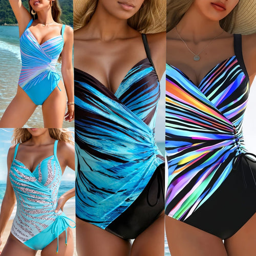 Damen Einteiliger Badeanzug mit eleganten Wickel-Details R&B