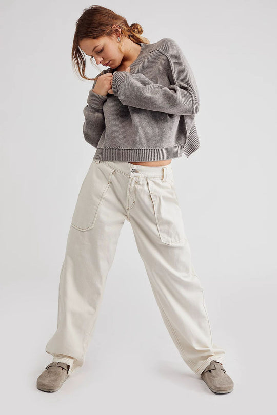 Damen Weite Jeans mit Gürtel und praktischen Taschen