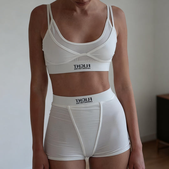 Damen Sportliches Unterwäsche-Set mit modischem Crop-Top und bequemen Shorts R&B