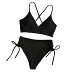 Damen Zweiteiliger Bikini mit verstellbaren Schnürungen und rückseitigem Kreuz-Träger R&B
