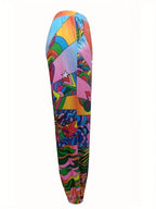 Damen Bunte Freizeithose mit elastischem Bund und einzigartigem Grafikdesign R&B