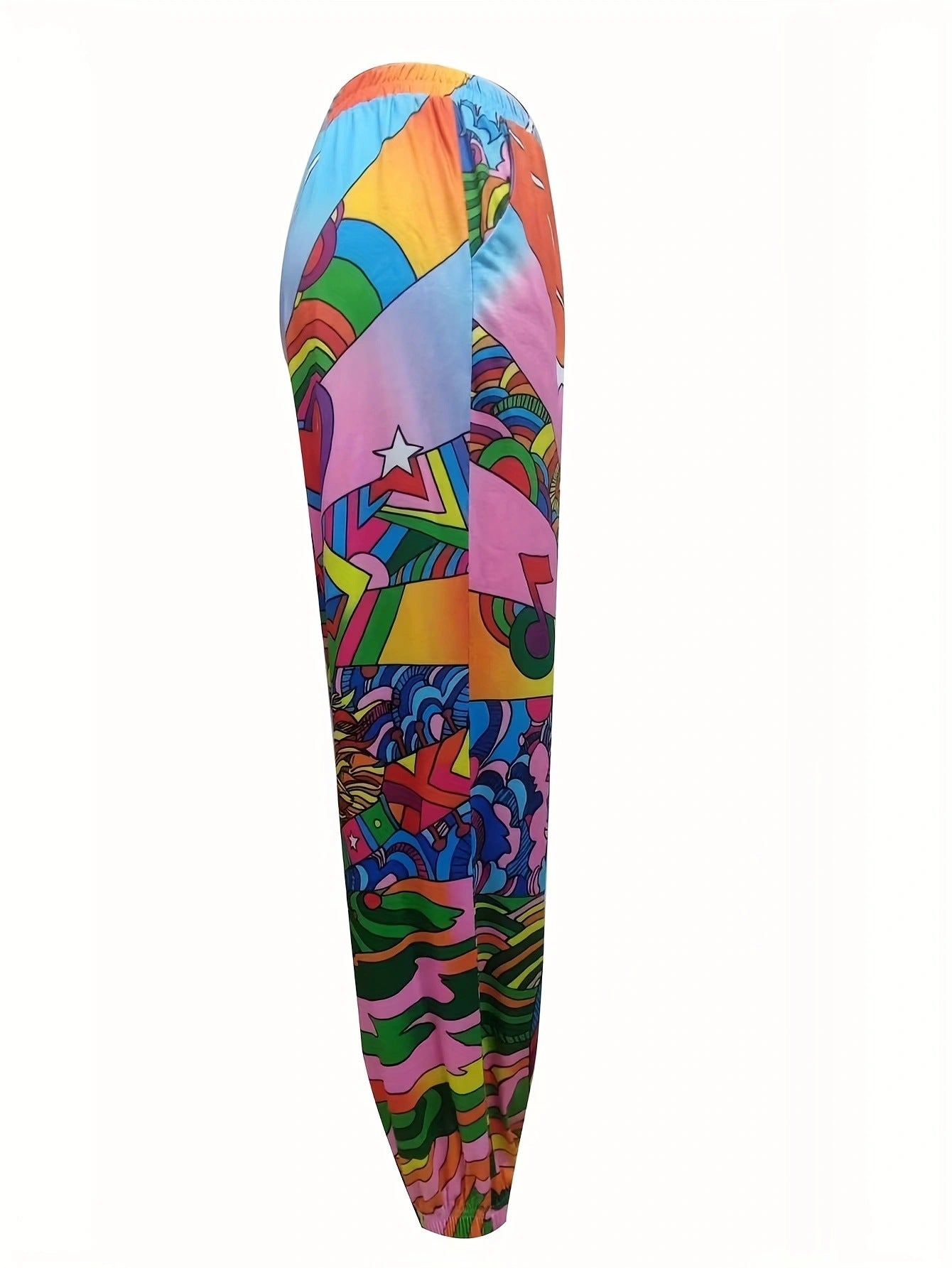 Damen Bunte Freizeithose mit elastischem Bund und einzigartigem Grafikdesign R&B