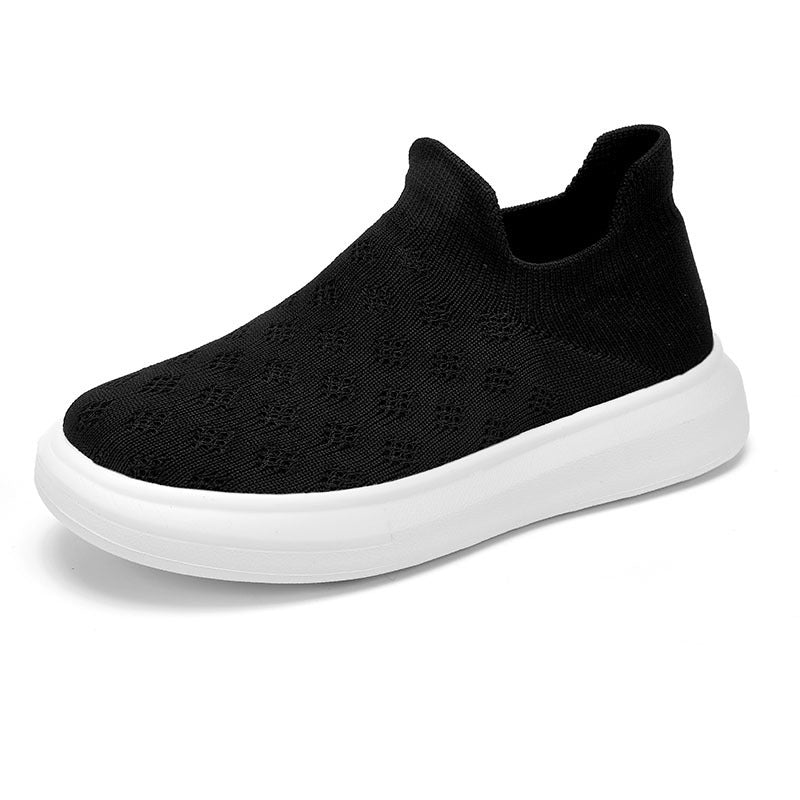 Damen nan sockenähnlicher Strick-Slipper mit perforiertem Lochmuster und stoßdämpfender Plateausohle R&B