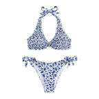 Damen Triangel-Bikini mit verspieltem Blumenmuster und komfortablen Schleifen