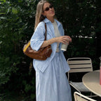 Damen nan luftiges Leinen-Loungeset mit Oversize-Hemd und weiter Bundhose mit Gummizug R&B