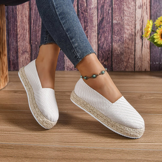 Damen Espadrilles mit flexiblem Kork-Sohle und trendiger Webstruktur R&B