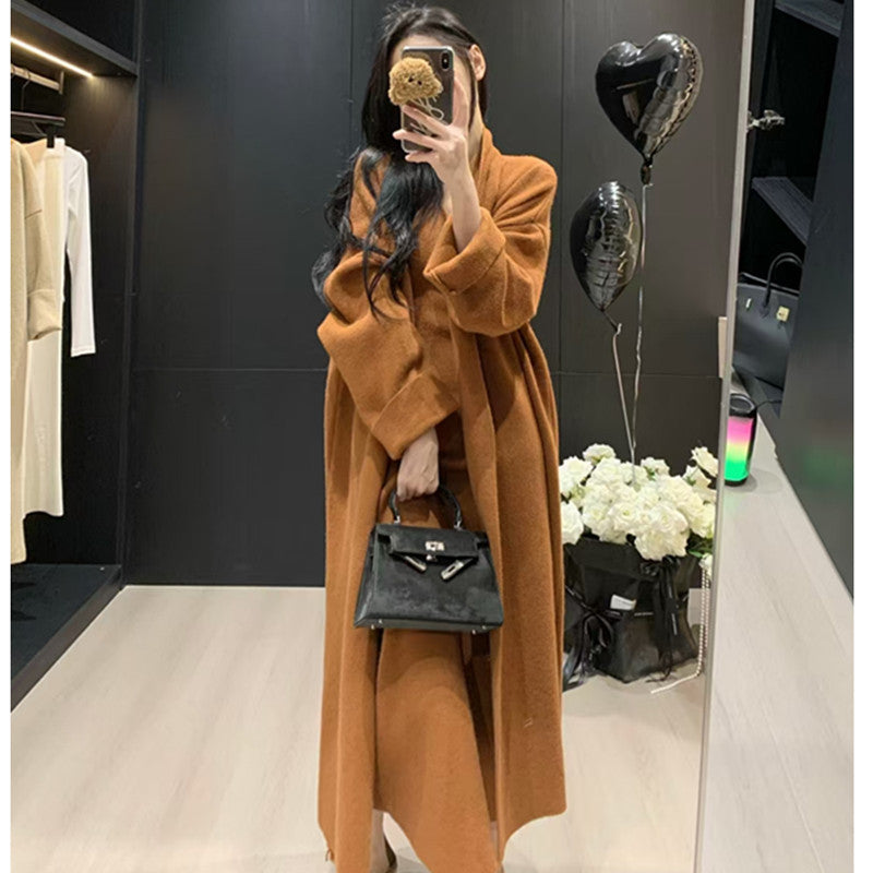 Damen Eleganter Strickmantel mit weitem Schnitt und praktischen Taschen R&B
