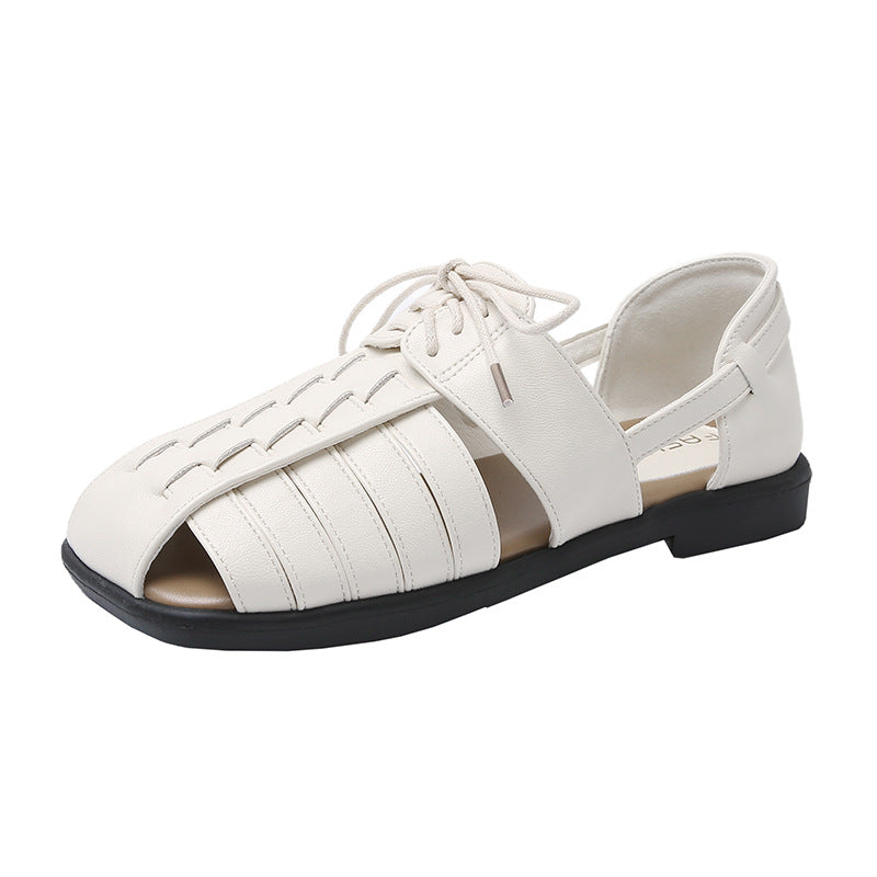 Damen elegante Schnürsandalen mit offenem Zehenbereich R&B