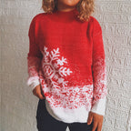 Damen festlicher Strickpullover mit winterlichem Schneeflockenmotiv R&B