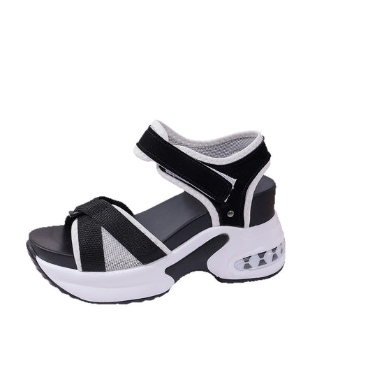 Damen Wedge-Sandalen mit luftiger Mesh-Oberfläche und verstellbaren Riemen R&B