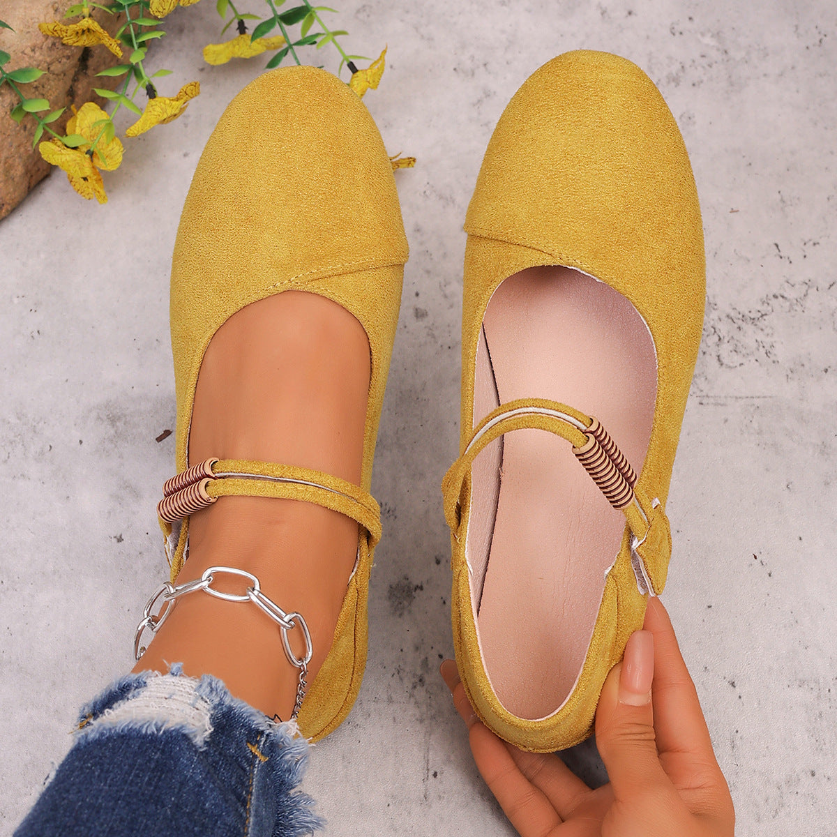 Damen Ballerinas mit verstellbarem Riemen R&B