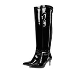 Femme Über-die-Knie Spitzenzehen Stiletto Stiefel mit Hochglanz-Finish R&B