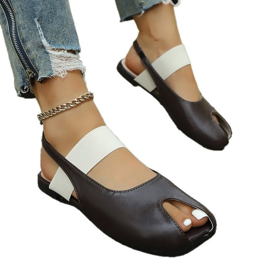 Damen elegante Zehentrenner-Sandalen mit elastischen Riemen R&B