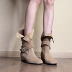 Damen Stiefeletten aus hochwertigem Wildleder mit modischem Schnallenakzent R&B