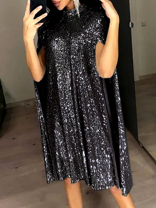 Damen elegantes glitzerndes Abendkleid mit weitem Schnitt und schimmerndem Look R&B