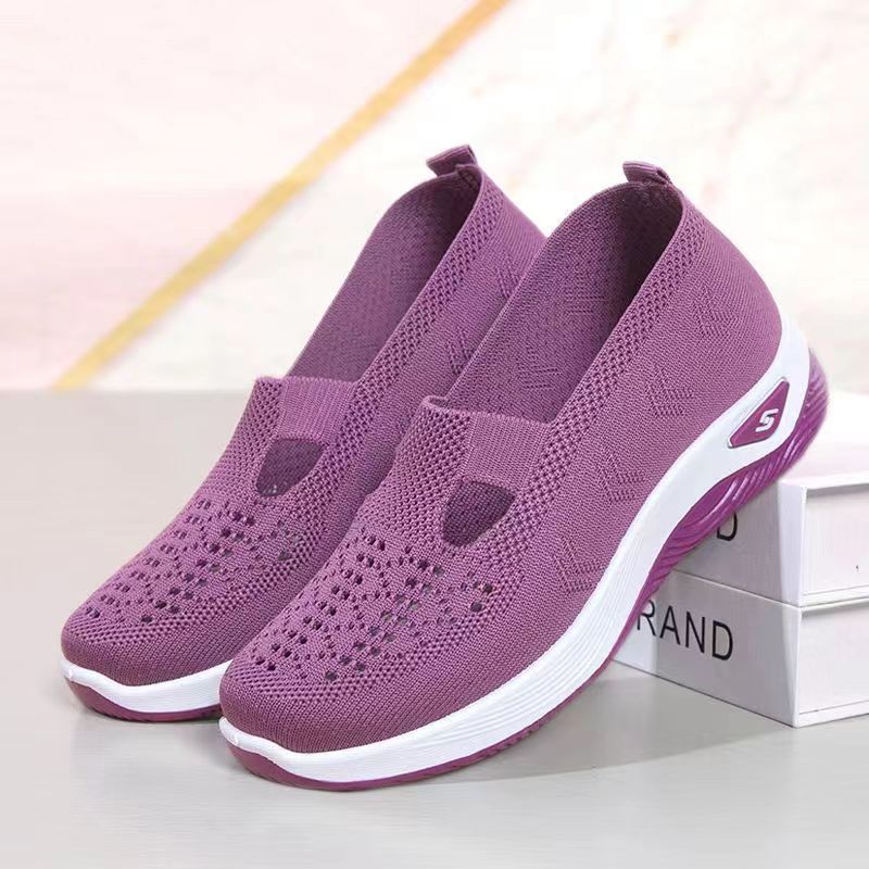 Damen Slip-On Sneakers mit atmungsaktivem Strick-Obermaterial und flexibler Sohle R&B