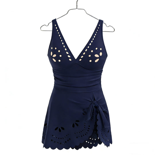 Damen Eleganter Badeanzug mit modischen Ausschnitten und Rüschendetails R&B