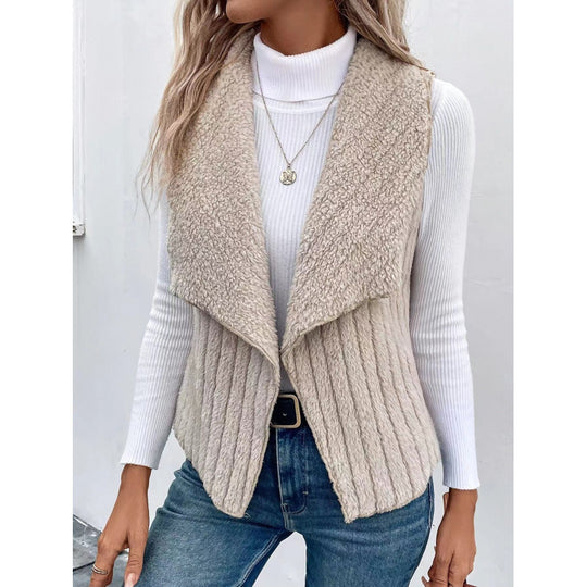 Damen Kuschelige Weste mit asymmetrischem Schnitt und hohem Kragen R&B