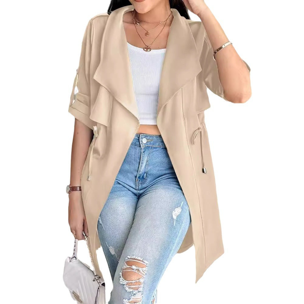 Damen Trenchcoat mit abnehmbarer Kapuze und verstellbarem Taillenzug R&B