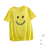 Damen modisches T-Shirt mit lässigem Smiley-Print und hochwertiger Baumwollqualität
