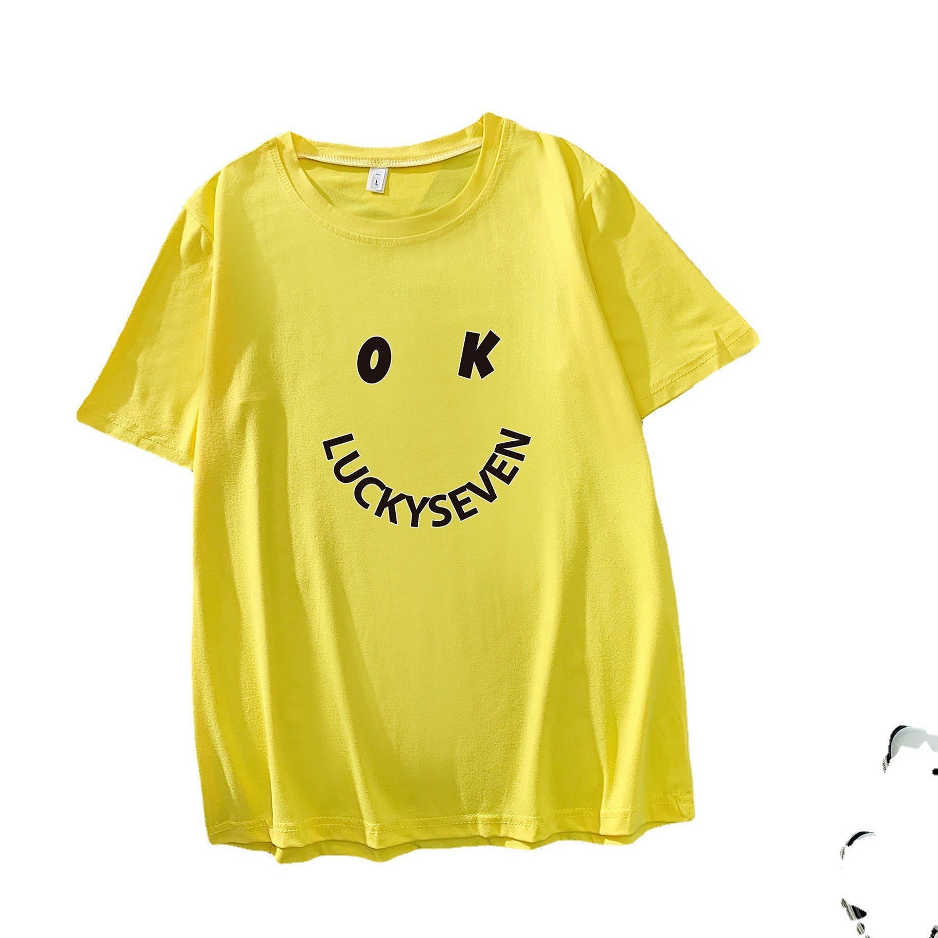 Damen modisches T-Shirt mit lässigem Smiley-Print und hochwertiger Baumwollqualität