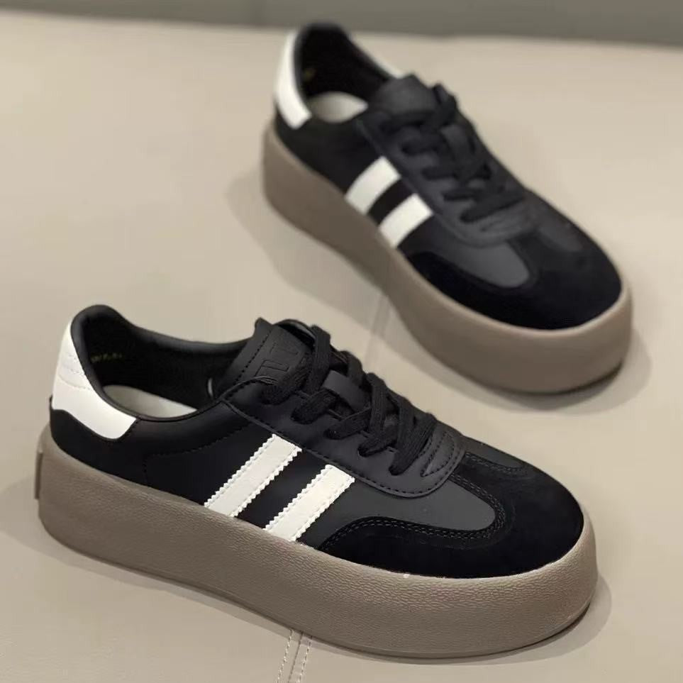 Damen Plateausneakers mit eleganter Oberflächenstruktur und rutschfester Sohle