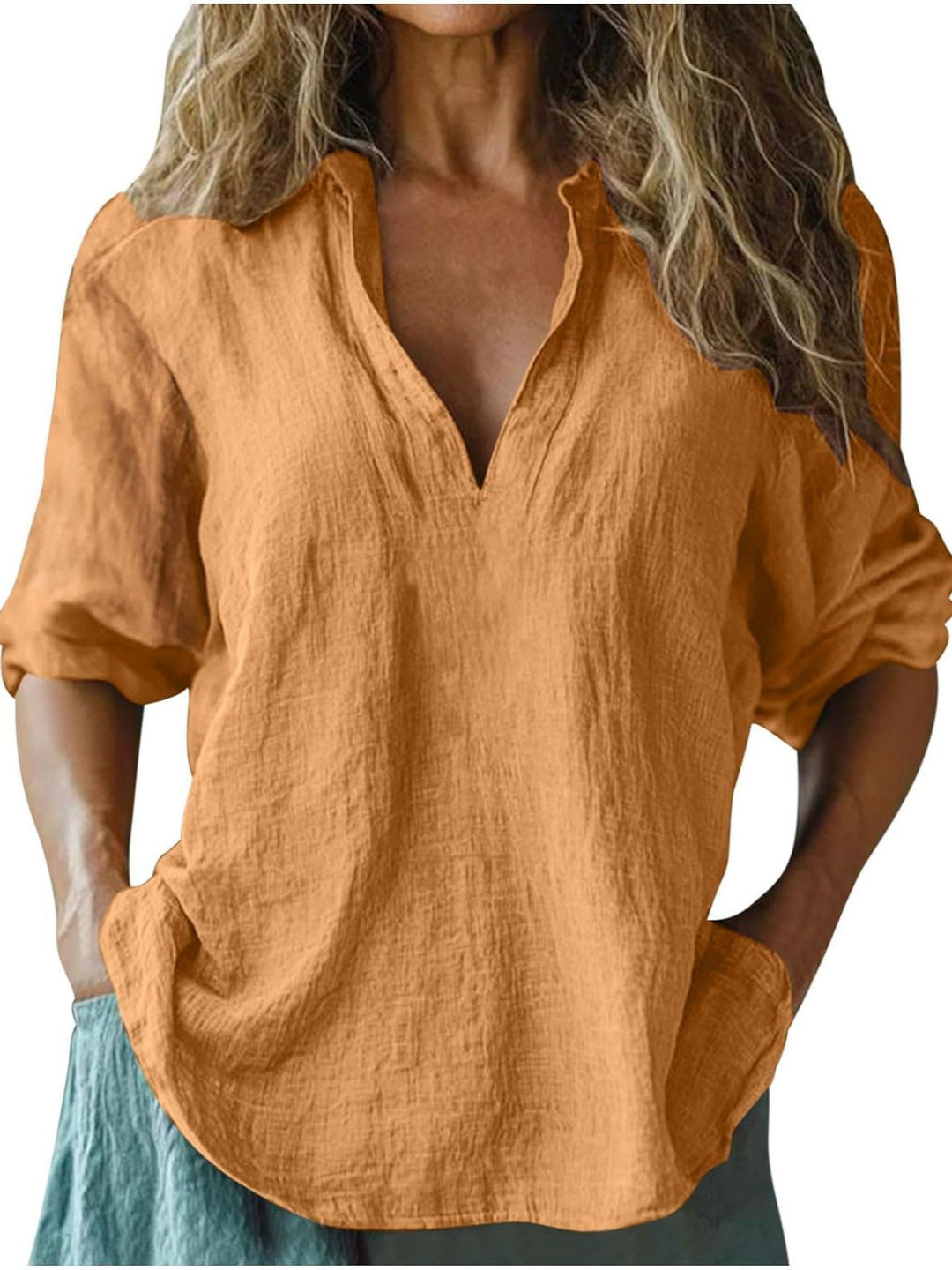 Damen lässige Leinenbluse R&B