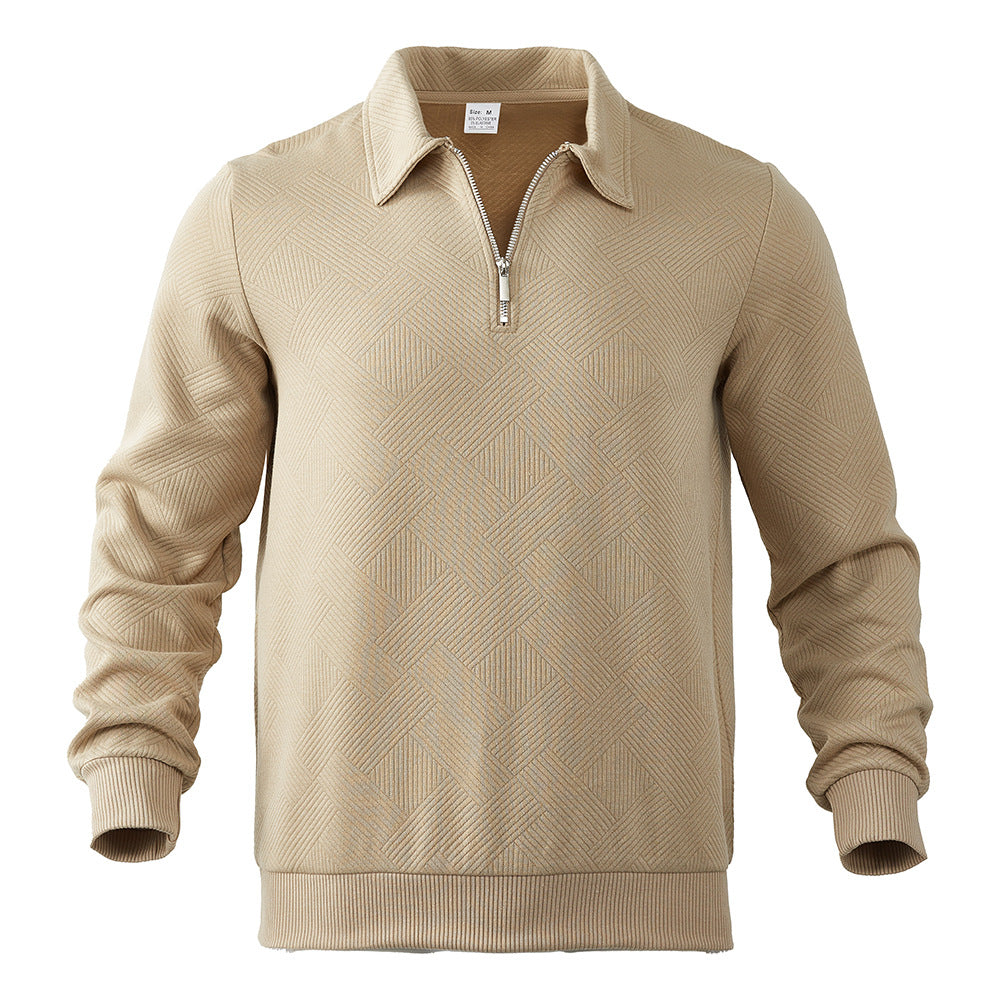 Herren nan Troyer im geometrischen Strukturstrick mit Halbzip und Polokragen R&B