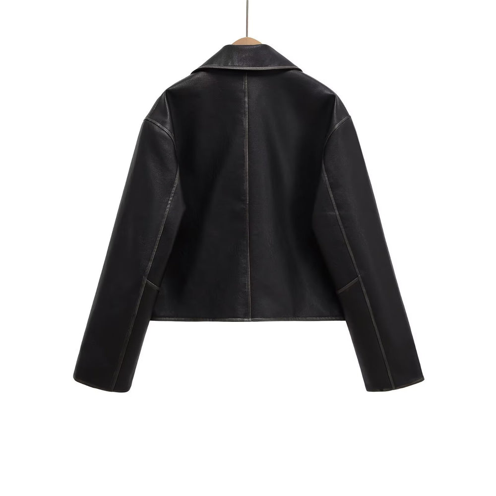 Damen Kurzgeschnittene jacke mit Taschen R&B
