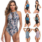Damen Einteiler Badeanzug mit floralem Design und figurformendem Schnitt R&B