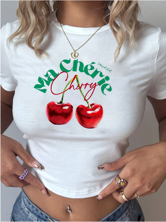 Damen T-Shirt mit kreativem Schlüsselherz-Motiv und modernem Print R&B
