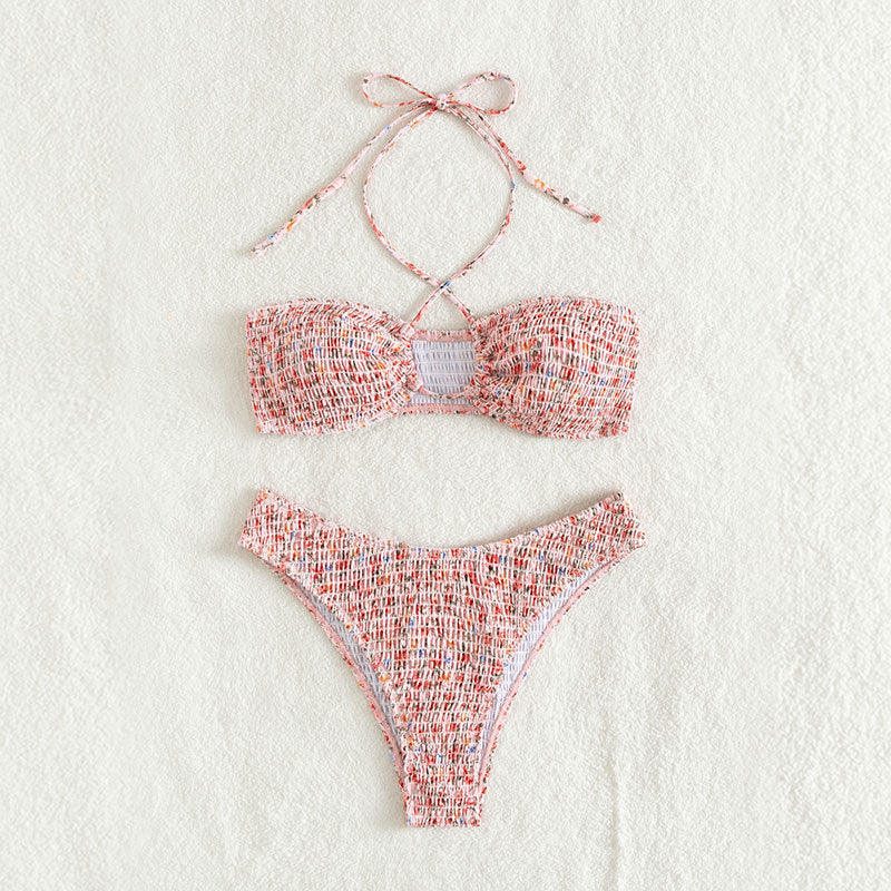 Damen Bandeau-Bikini mit geflochtenem Design und verstellbaren Trägern R&B