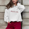 Damen Oversized Fleece-Hemd mit Reißverschluss und elegantem Schriftzug R&B