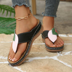 Damen Komfortable Zehentrenner-Sandalen mit ästhetischen Blattapplikationen R&B