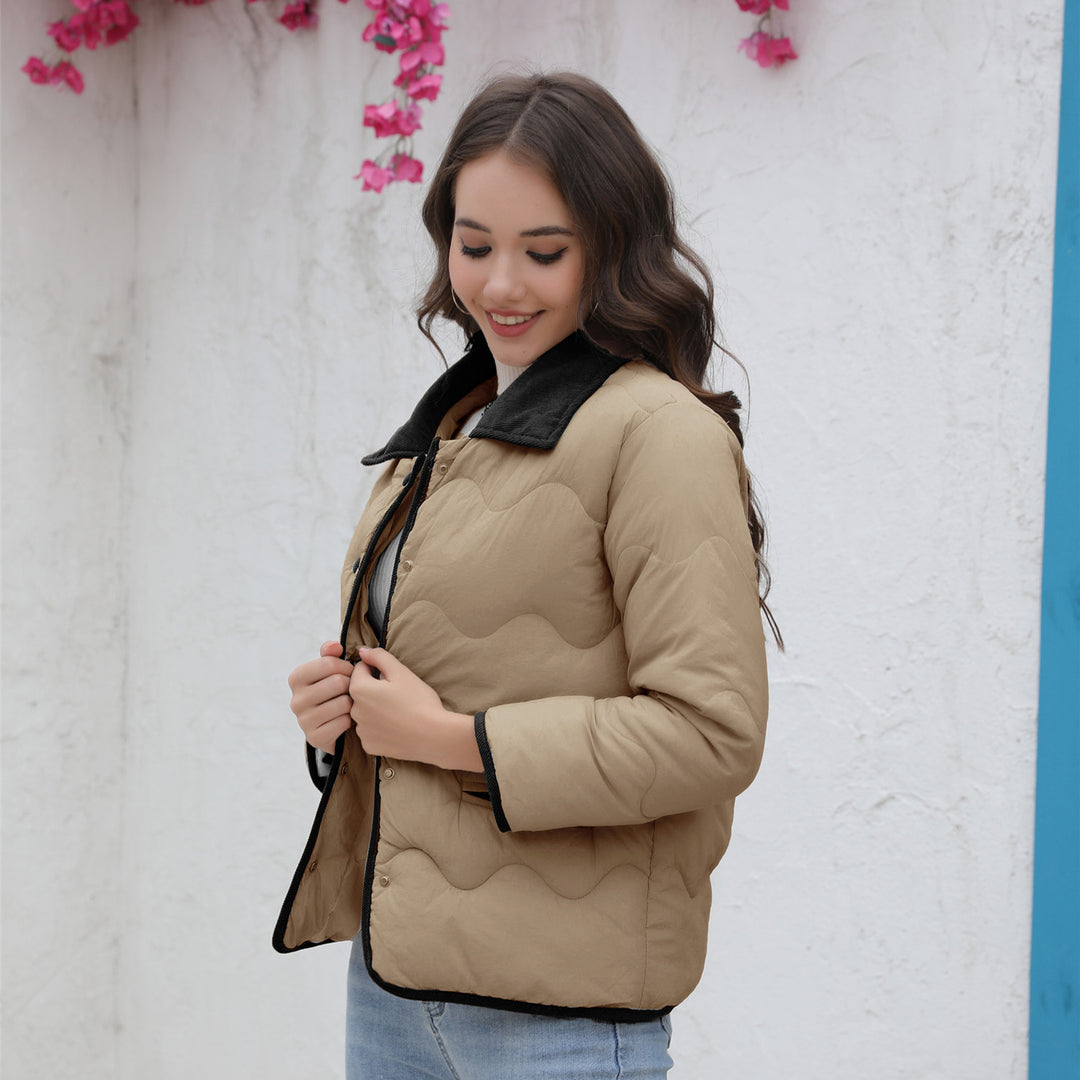 Damen gesteppte Kurzjacke mit schickem Kragen R&B
